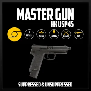 Master Gun | HK USP45 Suppressed & Unsuppressed | Sound Effect Library | Product Poster