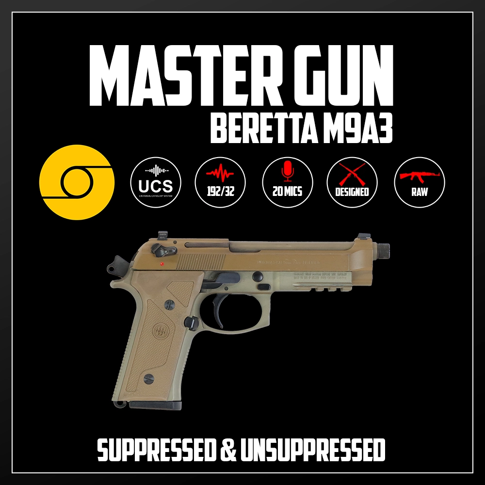 Master Gun | Beretta M9A3 Suppressed & Unsuppressed | Sound Effect Library | Product Poster