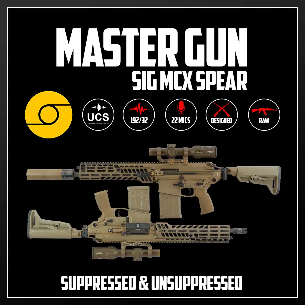 Master Gun | SIG MCX Spear Suppressed & Unsuppressed | Sound Effect Library | Product Poster